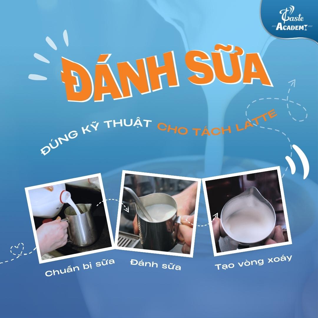 4 BƯỚC ĐÁNH SỮA ĐÚNG KỸ THUẬT CHO TÁCH LATTE