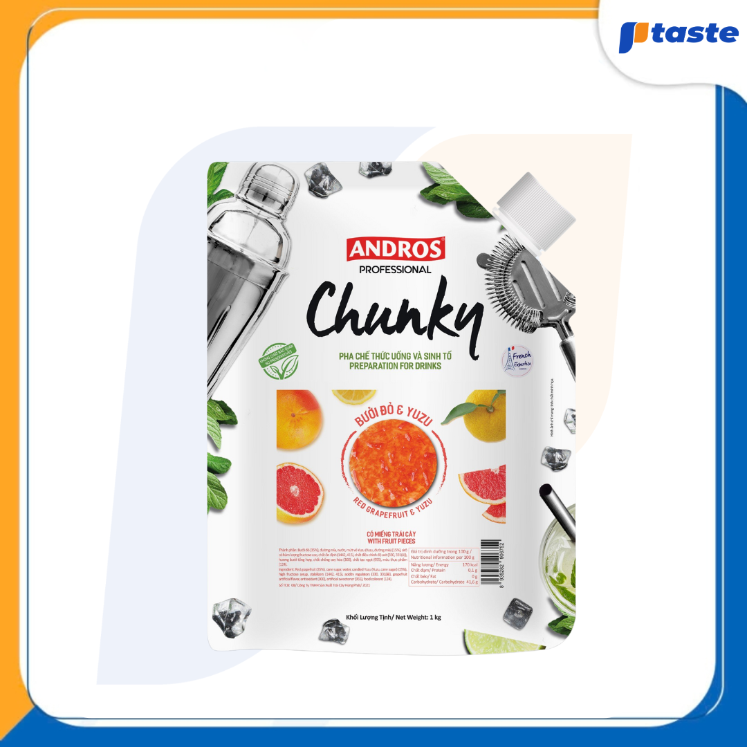 MỨT BƯỞI ĐỎ & YUZU ANDROS CHUNKY 1KG