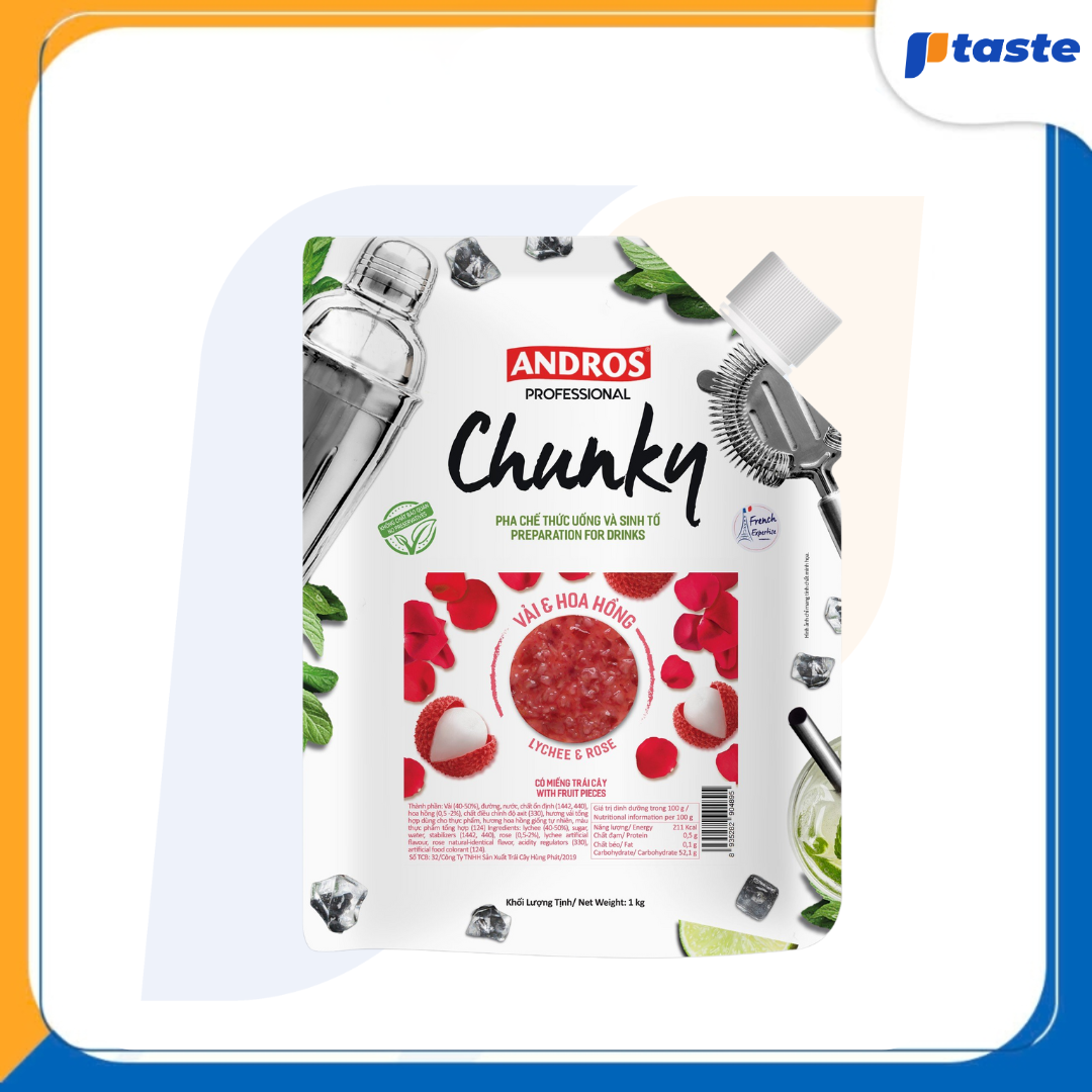 MỨT VẢI HOA HỒNG ANDROS CHUNKY 1KG