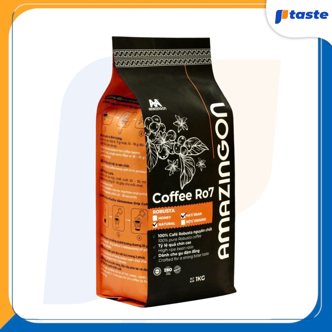 COFFEE RO7 ROBUSTA NATURAL HẠT (CAFE HẠT AMAZINGON - 100% ROBUSTA)